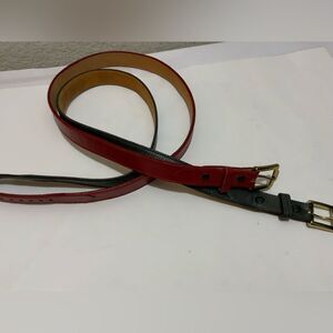 Justin 3044R Brass Buckle & Red Top Grain Cowhide Leather Belt Size 32 lot of 2